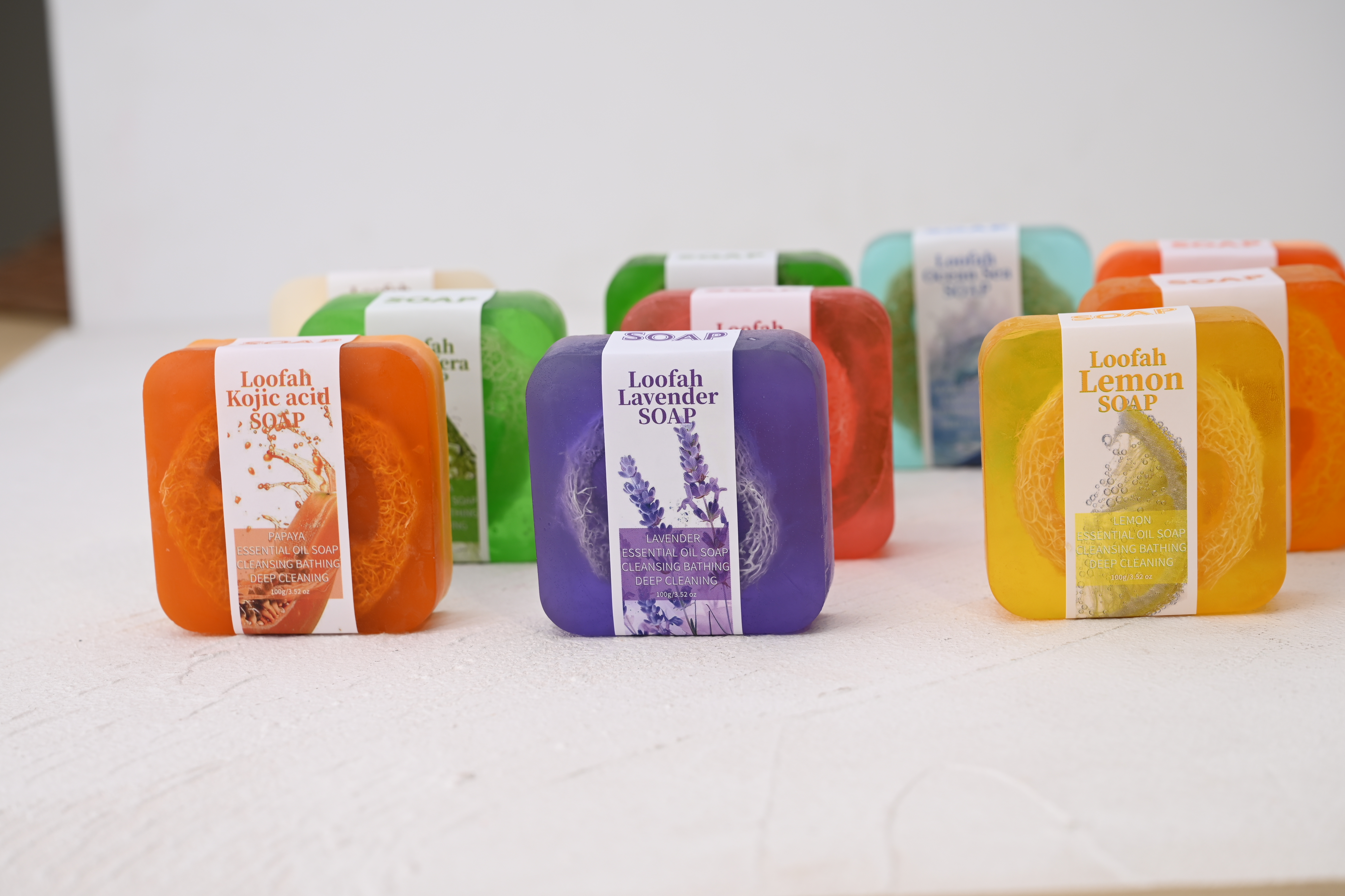 S+100g  Lavender Loofah Essent - đánh giá và giá Kojic Acid Soap